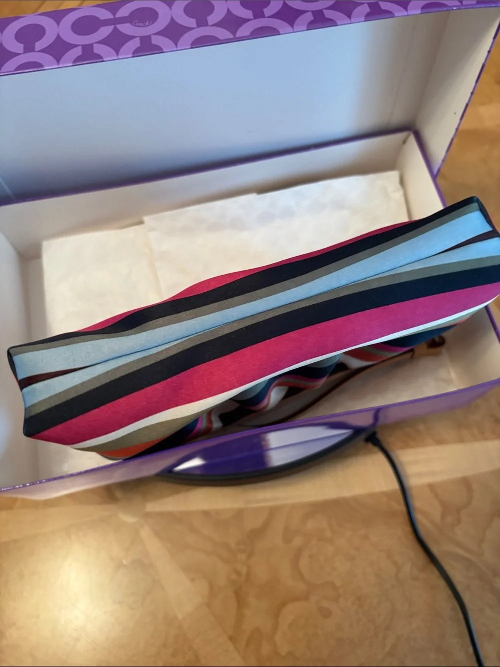 EUC Coach Legacy Satin Striped Legacy Wristlet